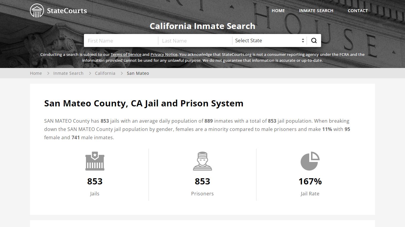 San Mateo County, CA Inmate Search - StateCourts
