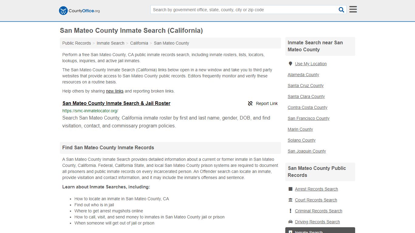 Inmate Search - San Mateo County, CA (Inmate Rosters ...